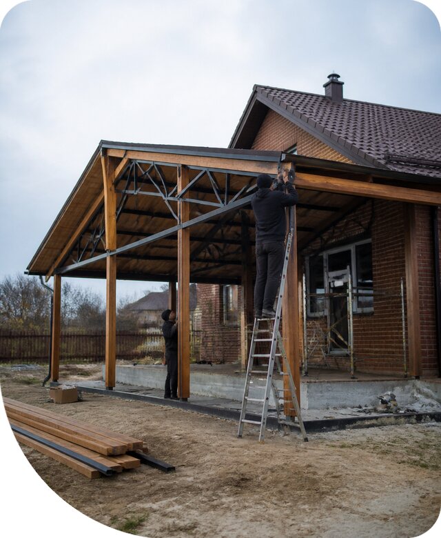 Пристройка навеса к дому и участку в Воткинске под ключ